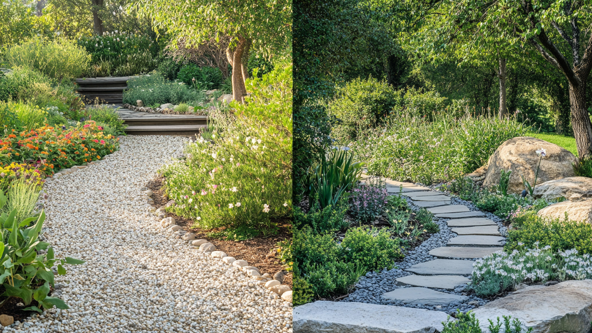 Eco-friendly native plants lining a natural pathway design